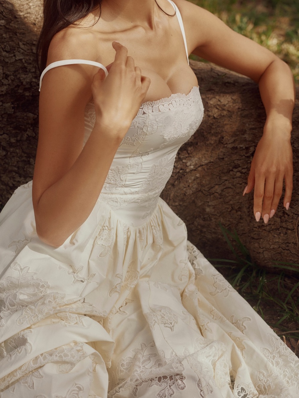 House of CB Chloe White Custom Lace + Cotton Midi Sundress - Picture 11 of 14
